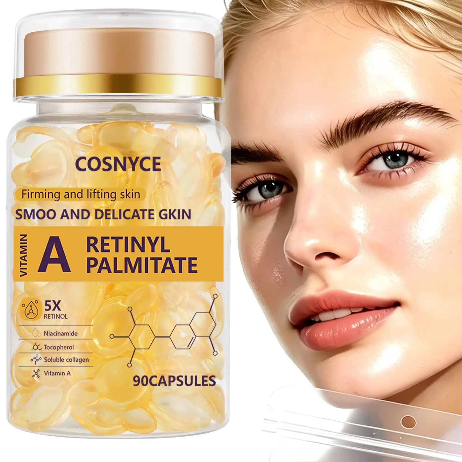 90 Count Facial Essence, Hydrating Face Serum, Nourishing Care, Gentle Skincare, Suitable for All Skin Types, Liquid Form