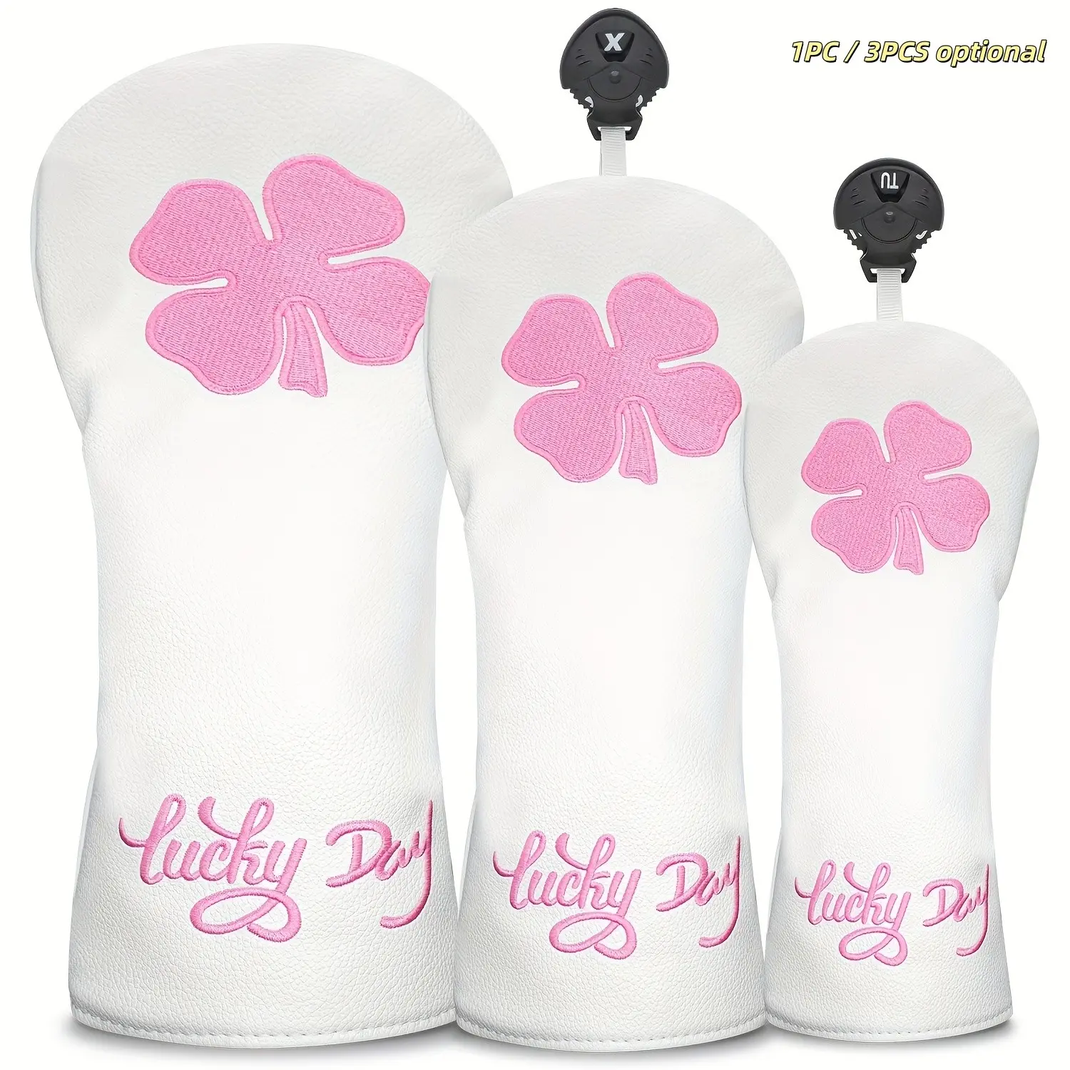 Clover Pattern Golf Head Cover, Durable Protective Case for Golf Clubs 1-Wood, 3-Wood, 5-Wood, Ut Wood, Stylish Design, Golf Accessories, Golf Equipment, Golf Gear, Golf Supply