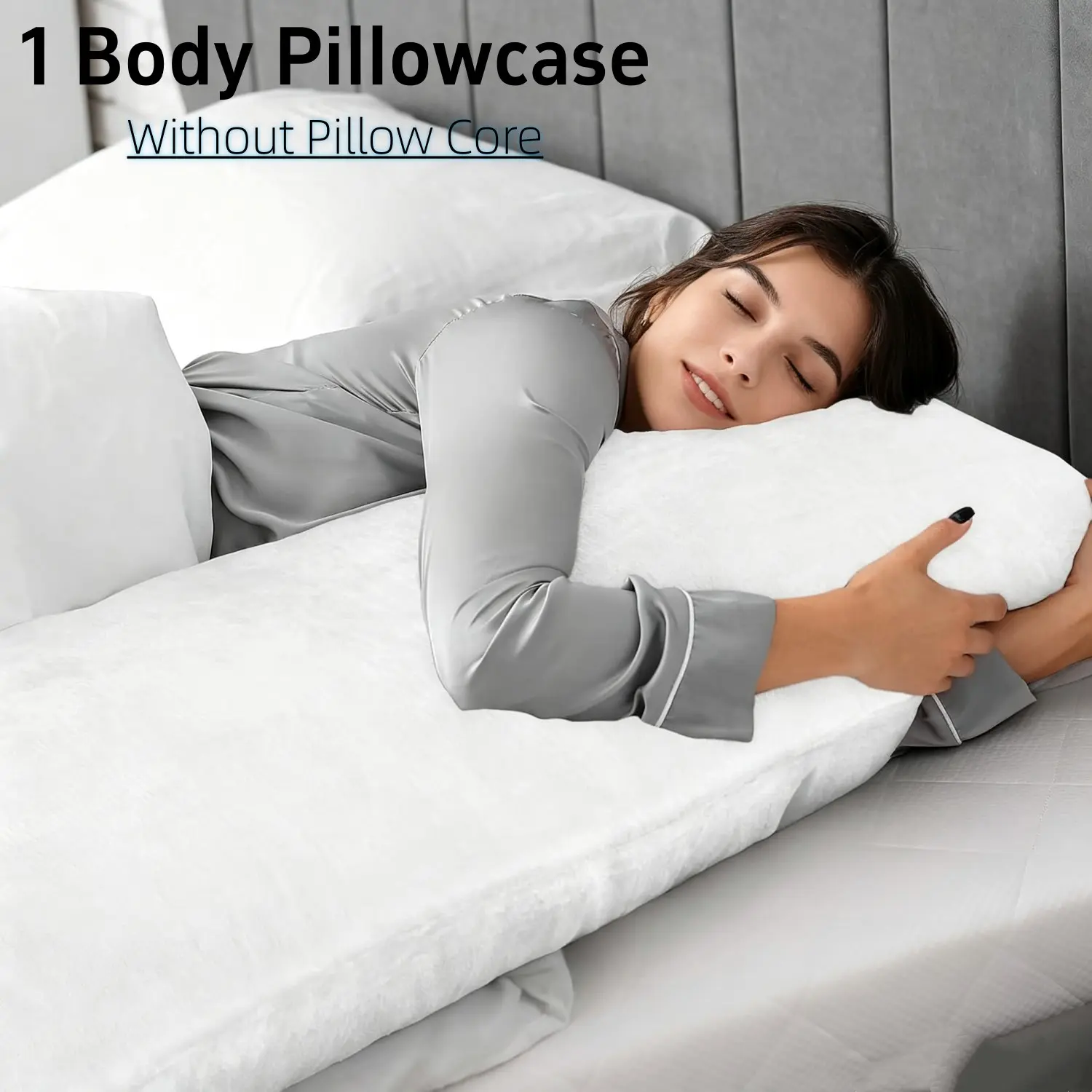 Single Pack Solid Color Milk Velvet Body Pillowcase, Crystal Velvet Long Pillowcase, Soft Comfortable Fabric, Side Zipper Opening, No Insert