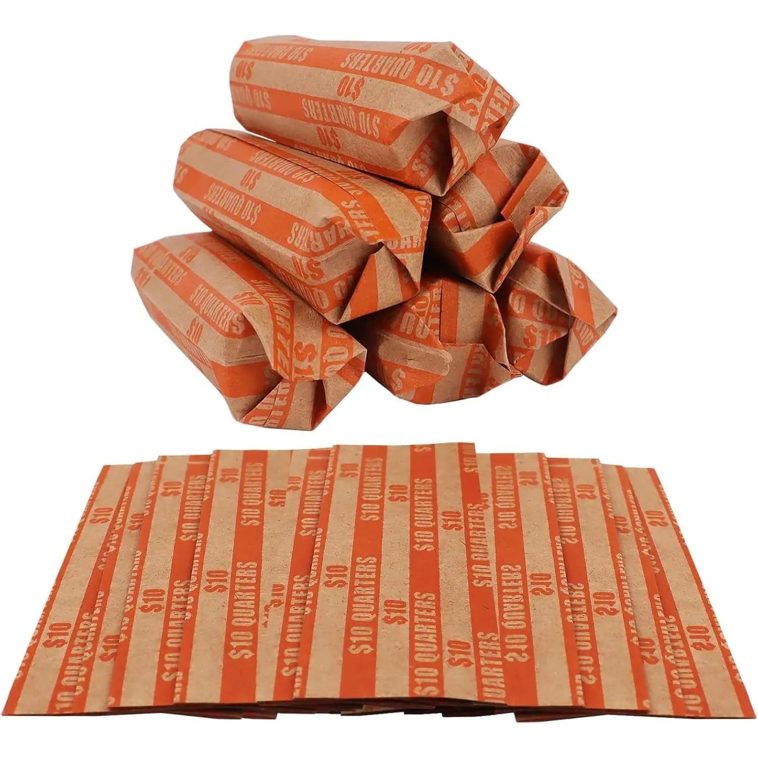 120 PCS Colorful Flat Striped Quarter Coin Roll Wrappers, Coin Sorter for Efficient Organization