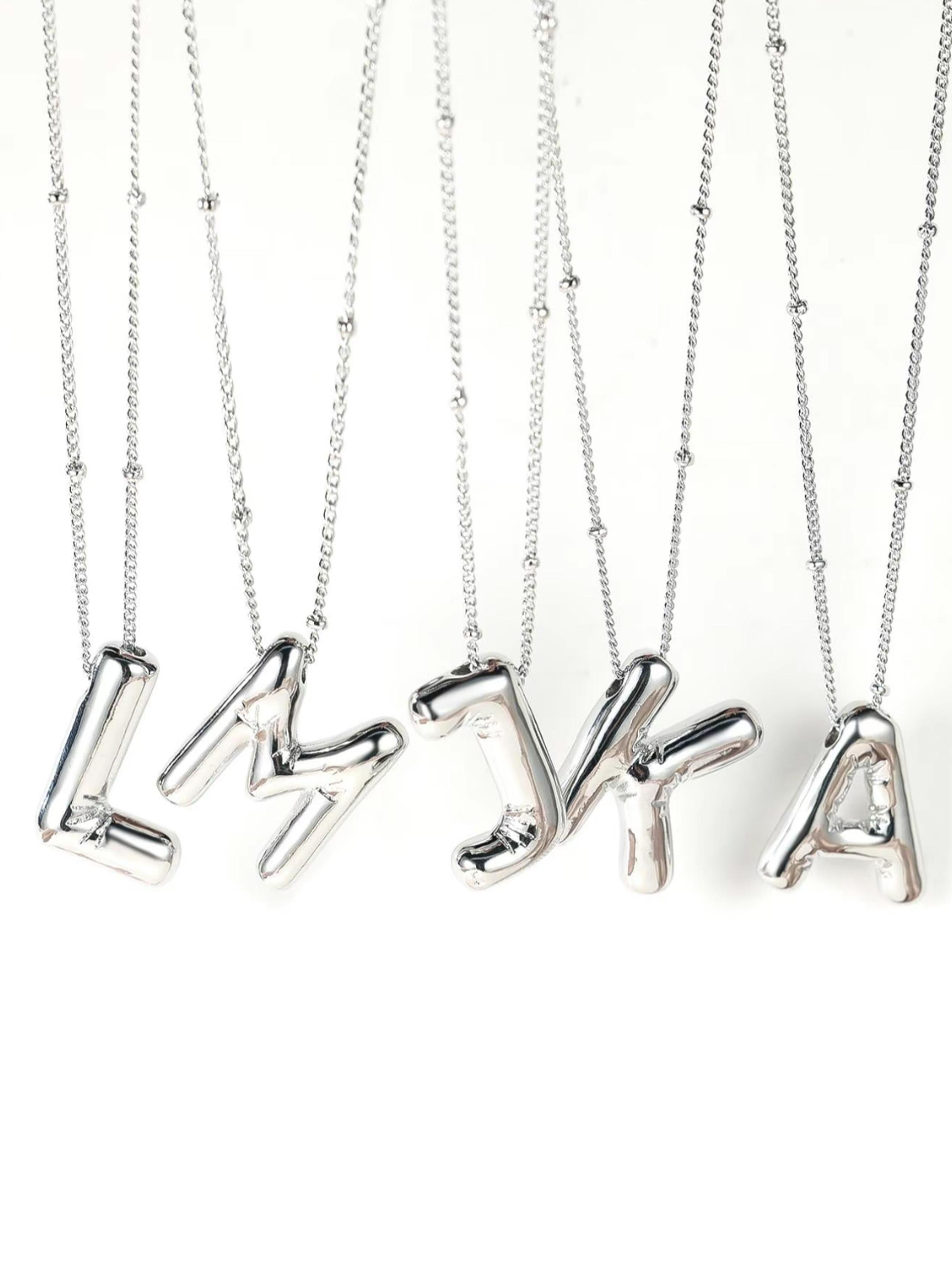 Fashionable Letter Pendant Necklace Initial, Alloy Jewelry for Party, Daily Clothing Decor, Trendy All-match & Exquisite Jewelry for Birthday Gift