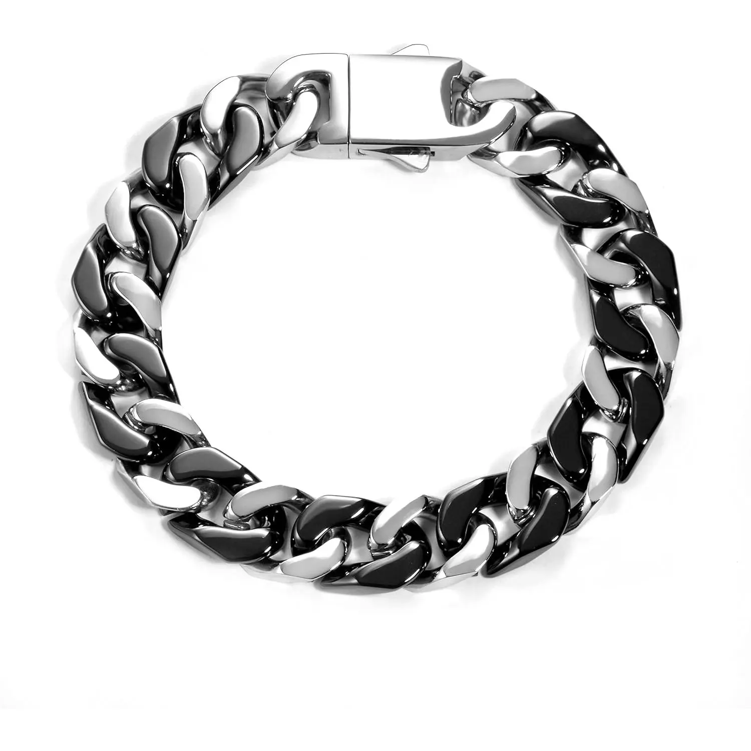 Cuban Link Bracelet for Men, 12mm Ceramic Cuban Bracelet,Black Bracelet for Men, Gifts for Him