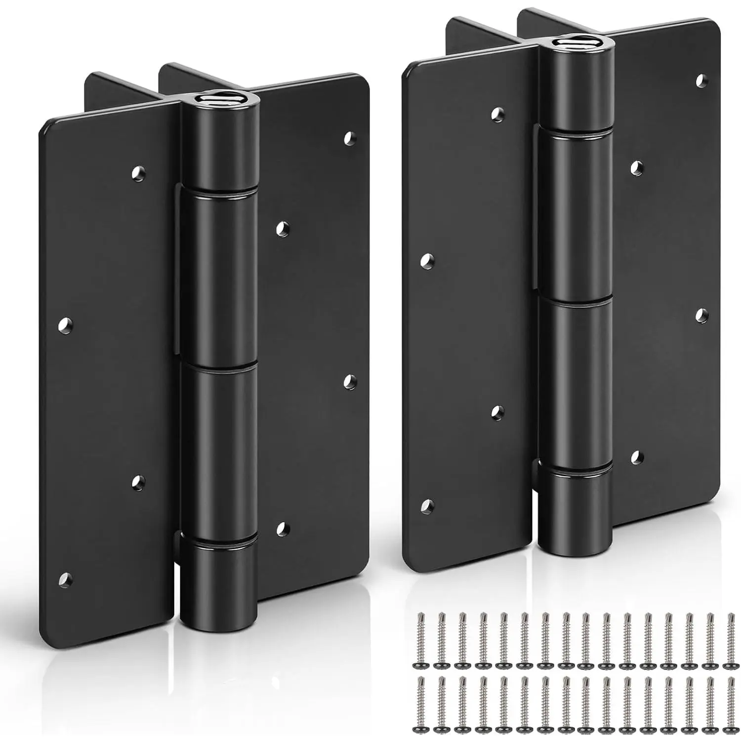 5.75" Aluminum Self Closing Gate Hinges, Fence Gate Hinge for Aluminum| Vinyl| Iron| Wood, Self Closing Force Hinges -1Pair (Black)