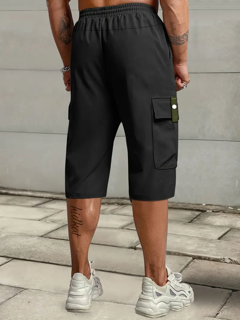 Pantaloni Cargo Uomo In Cotone Elasticizzato Con Vita Regolabile E Tasche Multipl