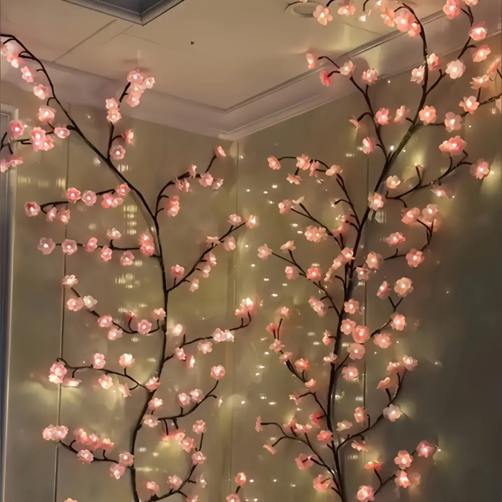 1pc Cherry Blossom Tree Lamp with 72/96 LED Lights - Wall-Mounted Indoor Flower Light Fixture with Realistic Cherry Blossoms, DIY for Weddings, Parties, Christmas Decorations, Contemporary Lighting For Events Holiday Party Decoration