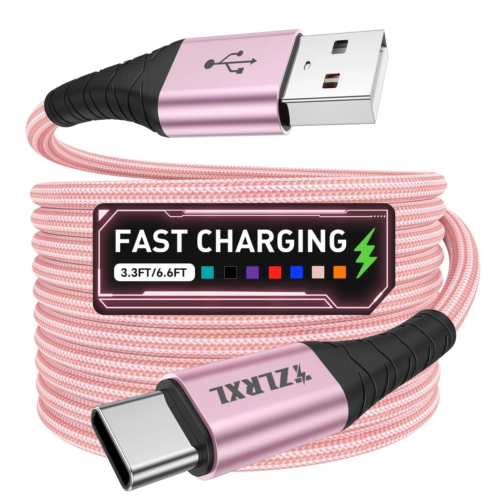 Fast Charging Type-C Cable, 3.3ft/6.6ft Braided USB-C to USB-C, Compatible with Samsung, Xiaomi, Redmi, Oppo, Oneplus, Smartphones