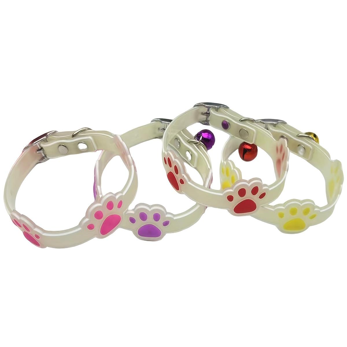 1pc Glowing Collar for Dogs & Cats with Bell - Luminous Night Safety Collar, Adjustable Anti-Loss Safety Device, Paw Print Suitable for Small Pets, Bell Alert System for Nighttime Walks, Random Color Collar for Dog and Cat Leash Gear