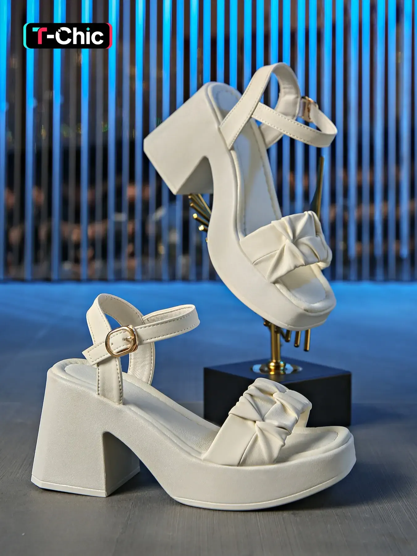 Women's Fashionable Bowknot Design Heeled Sandals, Chunky Heeled Sandals, Bowknot Heels, Elegant Square Toe High Heel Sandals for Party, Daily Clothing Decor for Women & Girls, Footwear