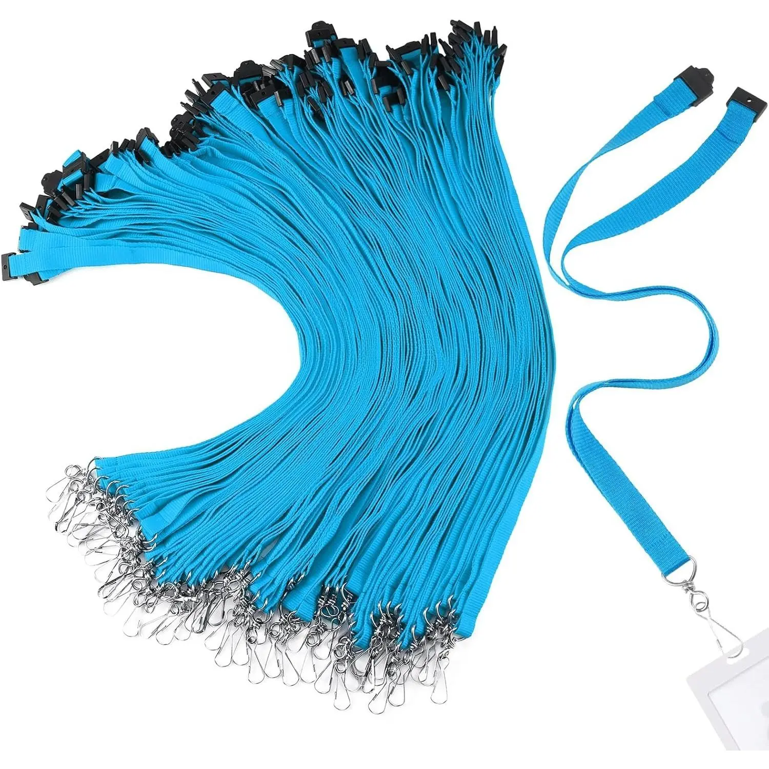 60 Pcs Breakaway Lanyards with J Hook Bulk Flat for ID Badges Neck Badge Lanyards Card Nametag Holder Neck Straps (Light Blue)