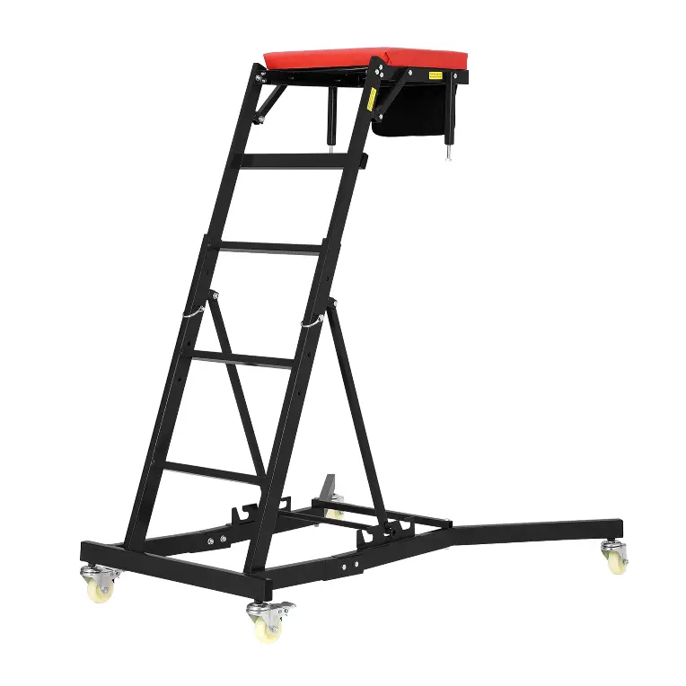 Heavy Duty Topside Engine Creeper Adjustable Height 125-175cm, 180kg Capacity, Padded Deck, 4 Swivel Casters Rolling Automotive Creeper for Car and Truck Repair, Ideal for Garage & Workshop