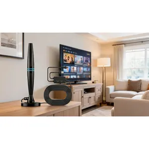 Indoor & Outdoor Cylindrical Digital HD TV Antenna for Smart TVs with Built-In Signal Booster, Receives Free Local Channels and Supports 4K & 1080P ResolutionSure app shop