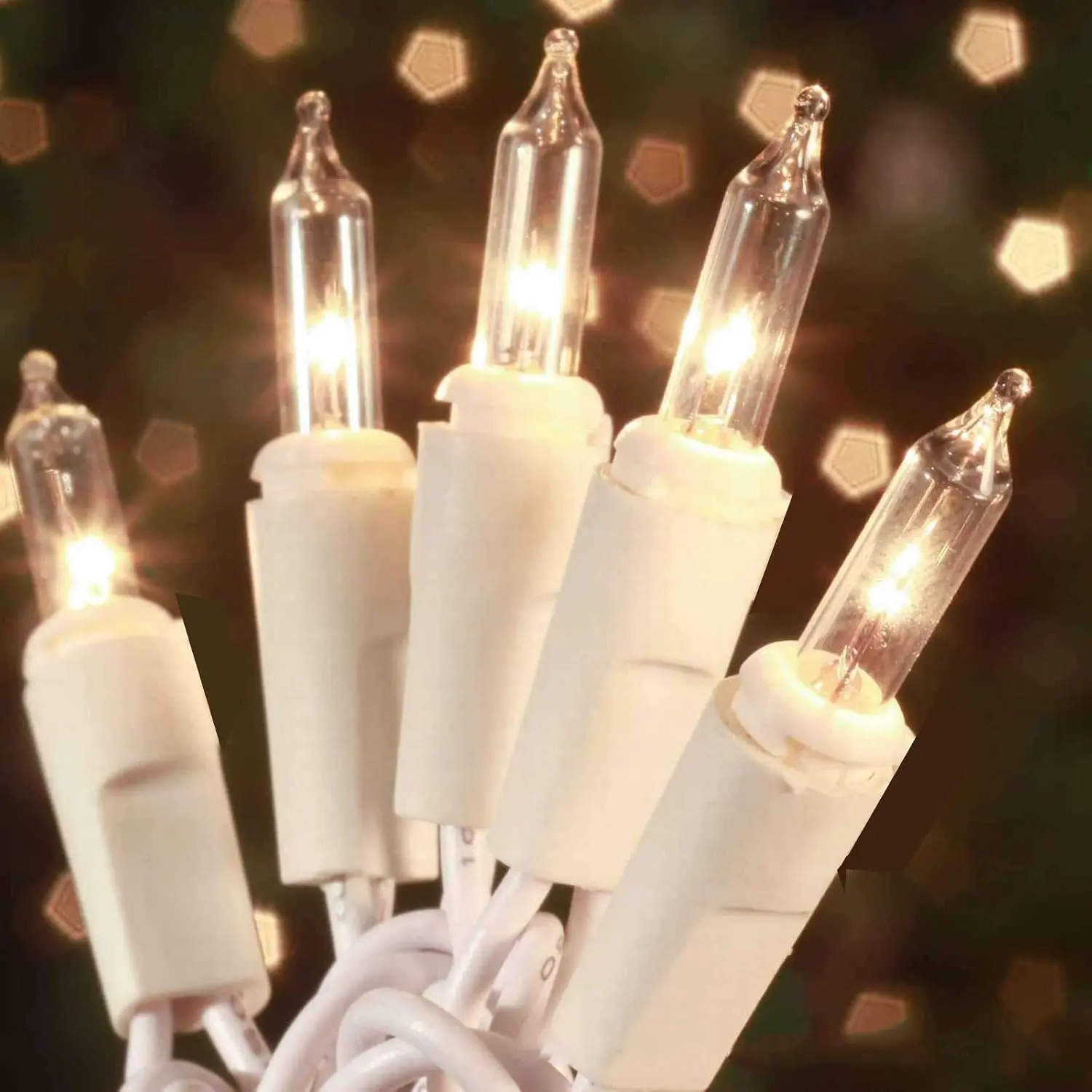 Christmas Lights 100 Count Mini Clear Lights 21ft White Wire Christmas Tree String Lights Set for Outdoor Indoor Christmas Decorations Wedding Valentines Day Decor,UL Certified (21feet)