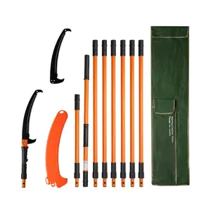 VEVOR Manual Pole Saw, 4.46 - 26.4 ft Extendable Tree Pruner, Sharp 65Mn Steel Blade, Lightweight Fiberglass Handle Pole, Two Double - Hook Saws for High Branch Trimming, Pruning Tool for Palms, Shrubs
