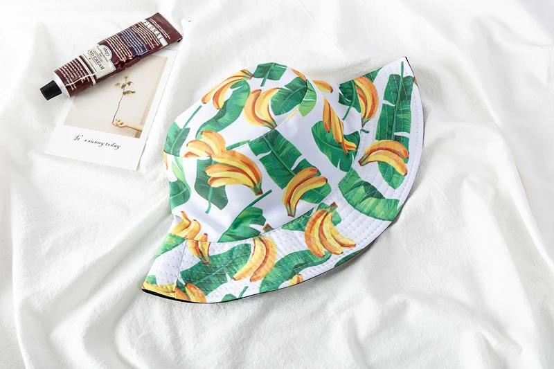 Unisex Bucket Cap Fruit Printing Hats Summer Double-sided Wear Man Women Cap Outdoor Sun Hat Classic Casual Panama Bucket Hat