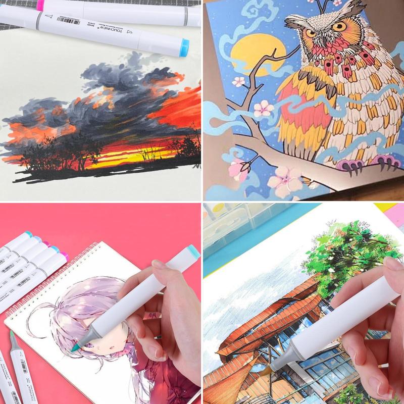 Dual Tip Marker Pen Set, 30/60/80/168 Colors Alcohol Soft Brush Markers, Art Markers for Lettering Cards Drawing Coloring Illustrations
