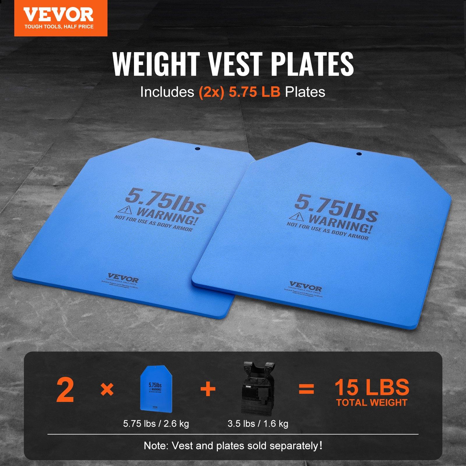 VEVOR Weight Vest Plates, 5.75 LB Pairs, Premium Steel Weighted plates, Contoured Ergonomic Fit – WODs, Additional Weight for Weight Vests, for Strength Training, Running, Fitness, Heavy Workouts VEVOR Weight Vest Plates, 5.75 LB Pairs, Premium Steel Weighted plates, Contoured Ergonomic Fit – WODs, Additional Weight for Weight Vests, for Strength Training, Running, Fitness, Heavy Workouts