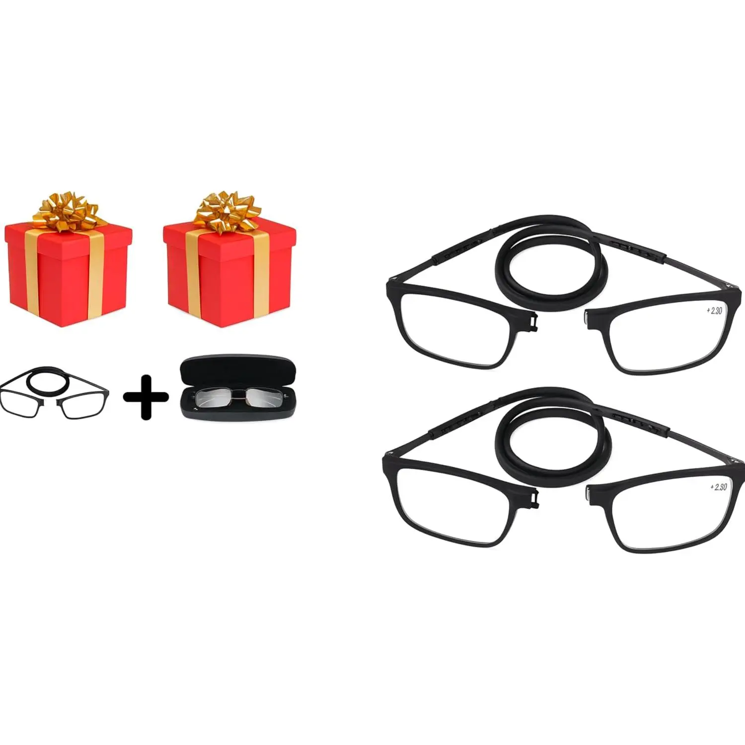 Blue Light Blocing Reading Glasses – Foldable Design for Men & Women with 2 Free Gifts (Extra Glasses & Case)