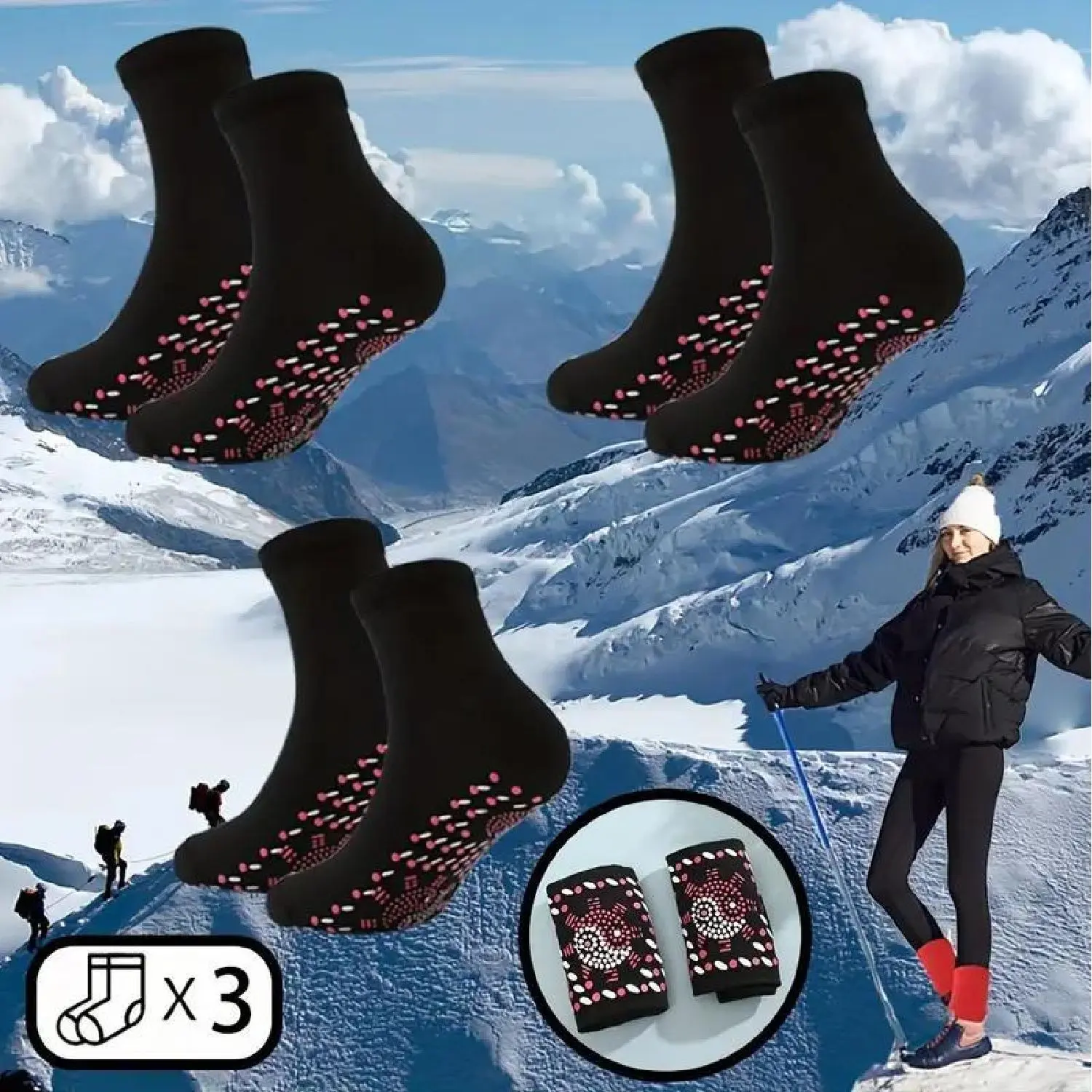 Self-Heating Foot Massage Socks, 3 Pairs Comfortable Warm Socks, Unisex Foot Care Socks, Sports & Outdoor Accessories, Christmas Gift