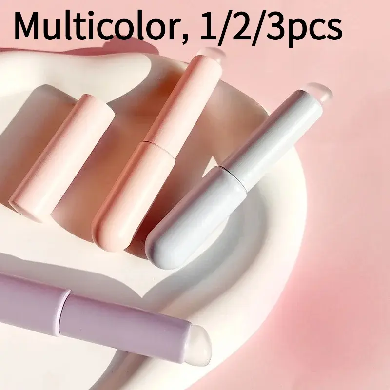 1/2/3 silicone lip brushes with lids, portable round head applicators for easy use of lipstick, reusable silicone nail brushes, makeup tools