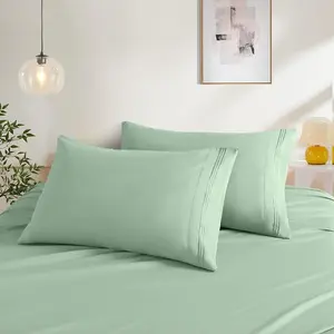 Standard Pillow Cases Set of 2, Sage Green Pillow Covers Microfiber Pillowcase Soft Breathable and Non Shrinking Envelope Pillow Shams 20"X 26"