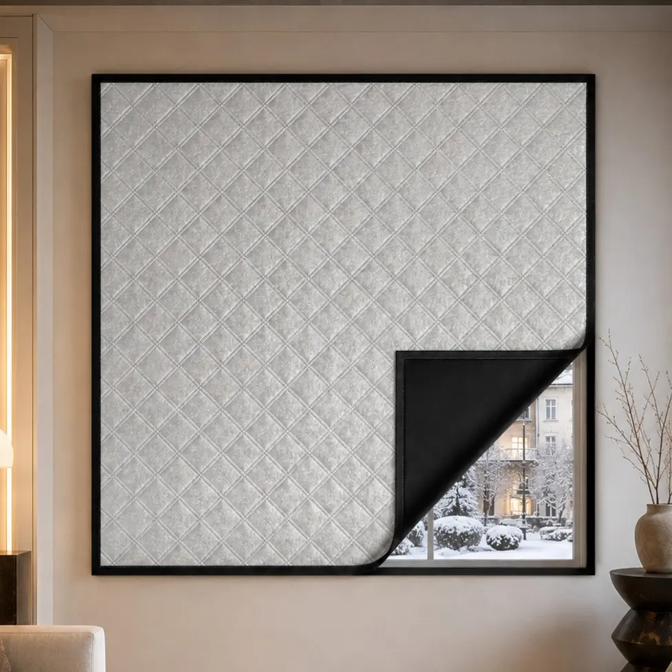 Thermal Insulated Window Curtain, No-Drill Hook-and-Loop Installation, Draft and Light Reducing Window Cover for Privacy, Multiple Sizes