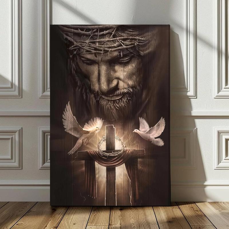 1 Count Framed Jesus Christ Canvas Wall Art The Hand of God Jesus Reaching Into Water Christian Painting Prints Biblical Wall Decor Religious Room Decor for Church Prayer Room Schools Hospitals 16x24inch