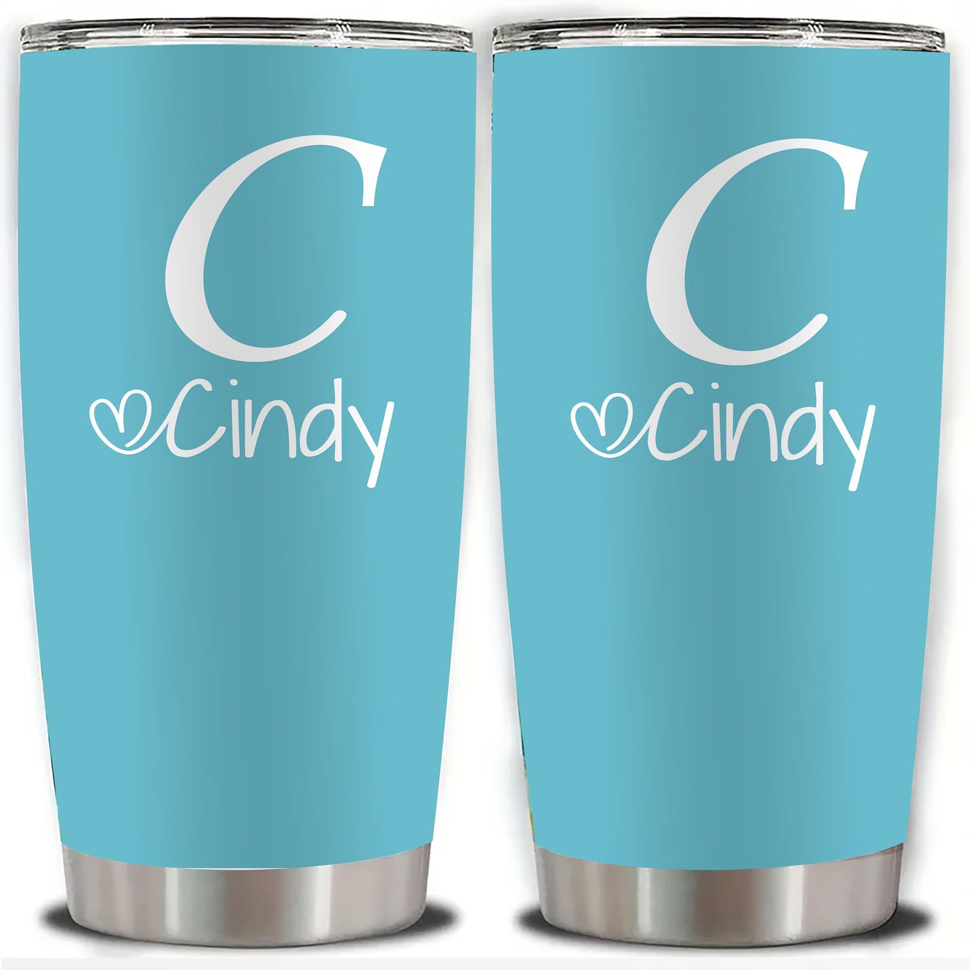 Personalized Stainless Steel Tumbler 20oz - Custom Name/Initials/Text - Double-Wall Insulated Cup with Leakproof Lid & Elegant Cursive Lettering - White with Black Lettering - Ideal Gift for Valentine's, Birthday, Office, Travel - Ideal for Her, Him, Boss