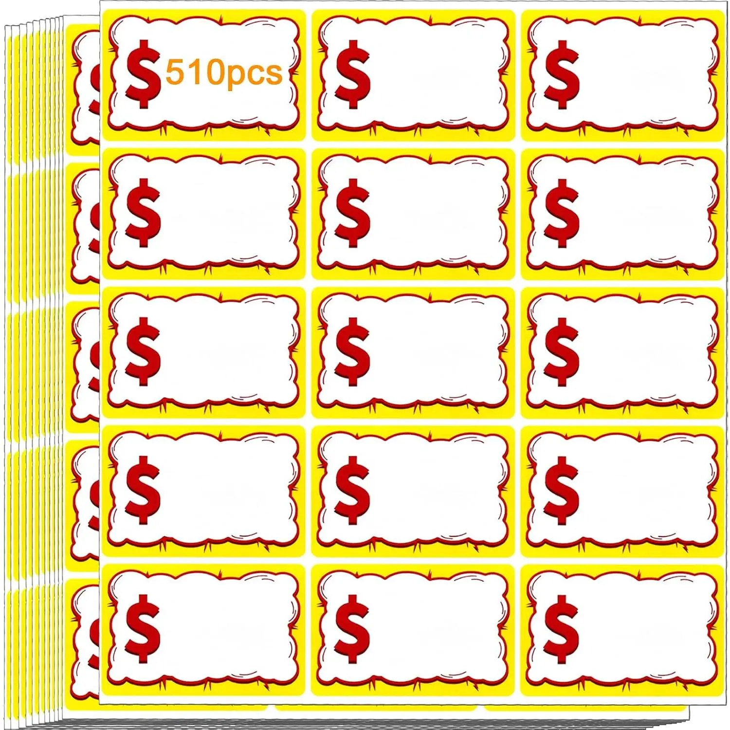 510 count Removable Garage  Price Stickers, 3"x2" Price Stickers for Yard ,  Markets, County Fairs & Retail Use, Pricemarker Labels, Colours Round Price Tags