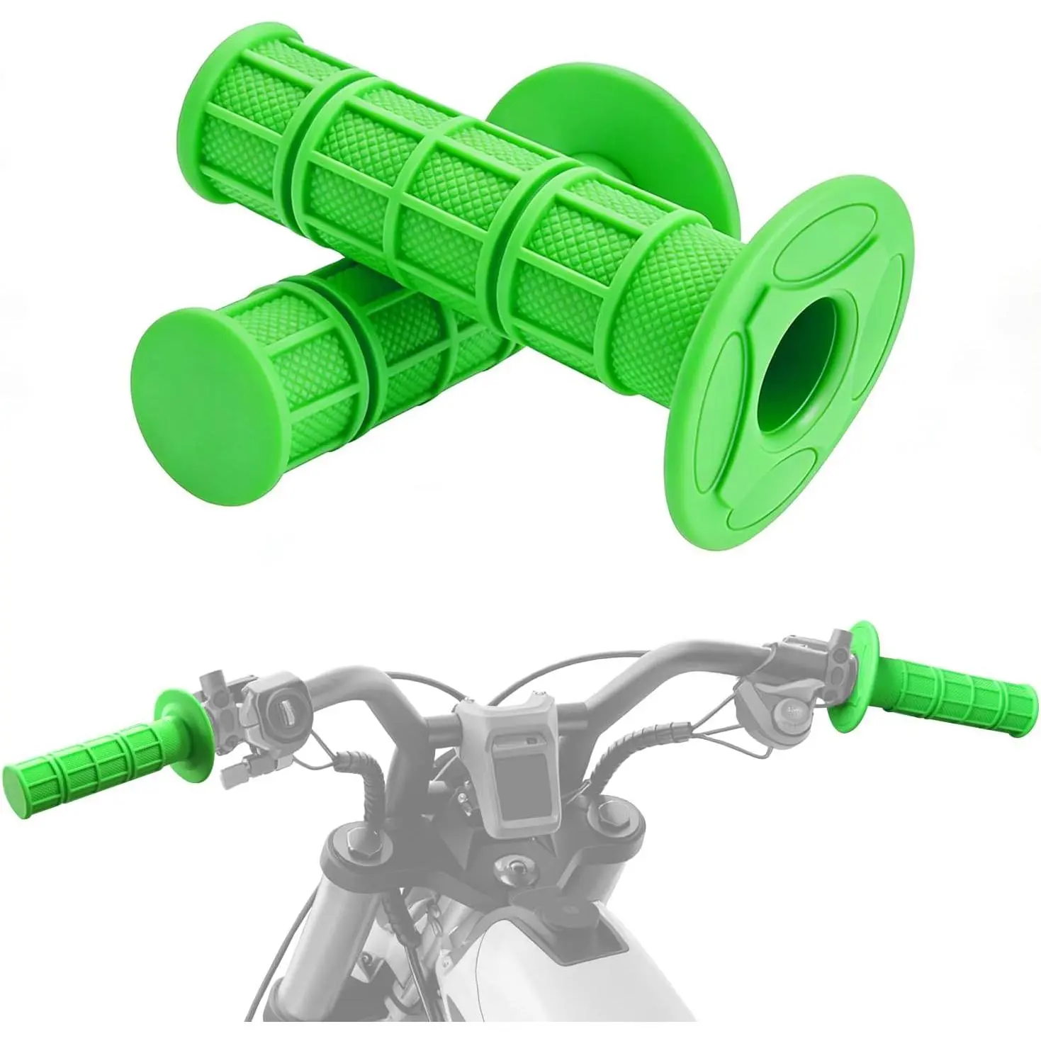 7/8" Soft Rubber Handlebar Grips for Dirt Bike & ATV, Universal Non-Slip Motocross Grip Set, Shock-Absorbing Replacement for Off-Road E-Bikes, Pit Bikes & Mini Moto