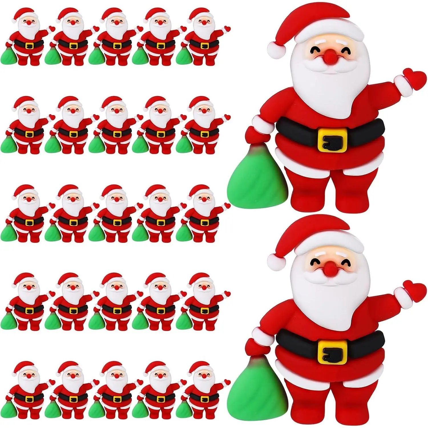 25 count Mini Santa Christmas Figurines to   Santa Claus Rubber Miniature Figurines Ornaments Gifts for Christmas  Table Decorations (White )
