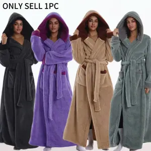 Luxurious Plain Hooded Bathrobe with Belt, Unisex, Multiple Colors, Home Essential, Various Sizes Available