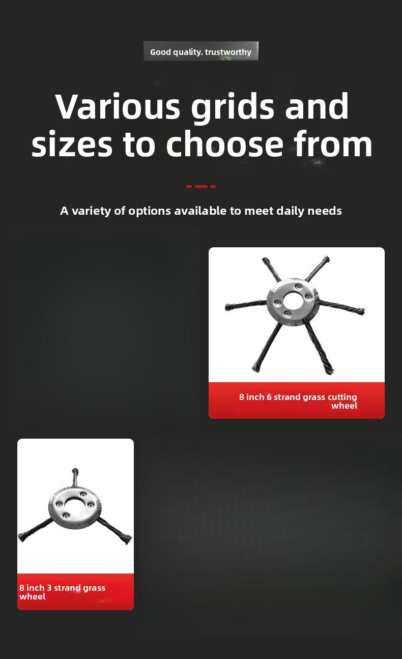 8inch Lawnmower wire brush head for weeding and garden maintenance, 8inch twisted wire brush head, wire wheel universal garden accessory for lawn care and weeding tasks