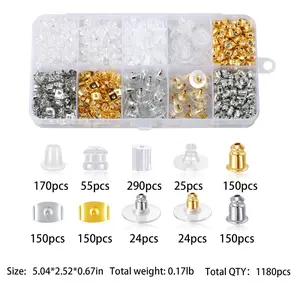 10 Styles of Earring Backs (1,180 Pieces) – Secure, Anti-Loss, and Comfortable Fit; New Transparent Silicone/Plastic Earring Backs/Stoppers.