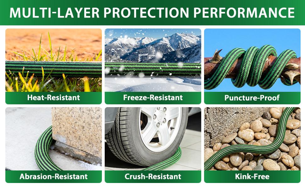 Garden Hose 100 ft Flexible Non-Expandable Water Hose Kink-Free Ultra Lightweight Leak-Proof Durable Portable Wear-Resistant Hoses Pipe with 3/4" Brass Fittings for Outdoor Yard Lawn Car Wash Garden Hose 100 ft Flexible Non-Expandable Water Hose Kink-Free Ultra Lightweight Leak-Proof Durable Portable Wear-Resistant Hoses Pipe with 3/4" Brass Fittings for Outdoor Yard Lawn Car Wash