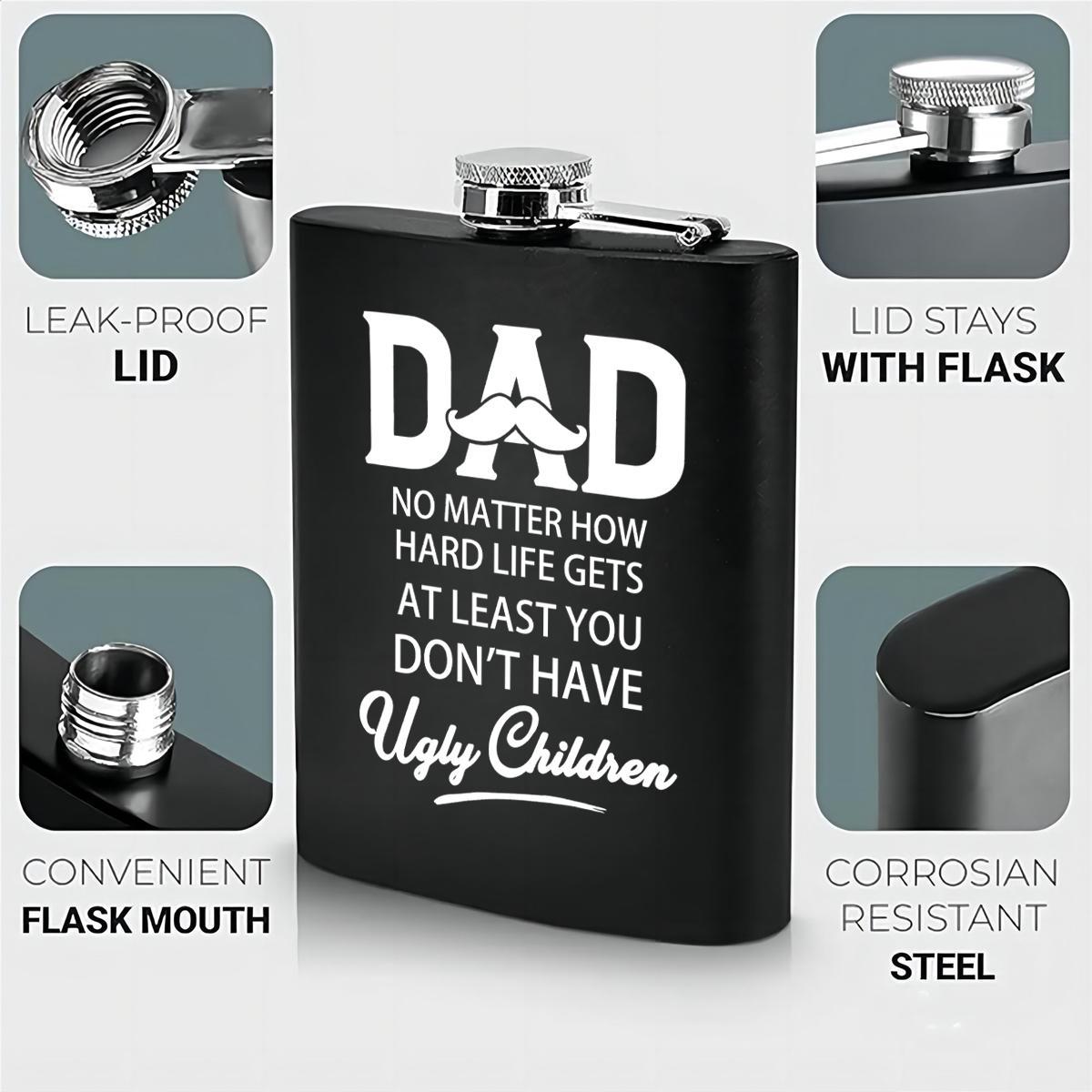 Stainless Steel Flask, 1 Count 8oz Funny Letter Pattern Flask, Gift for Dad, Perfect Outdoor Gift for Father's Day, Birthday, Halloween