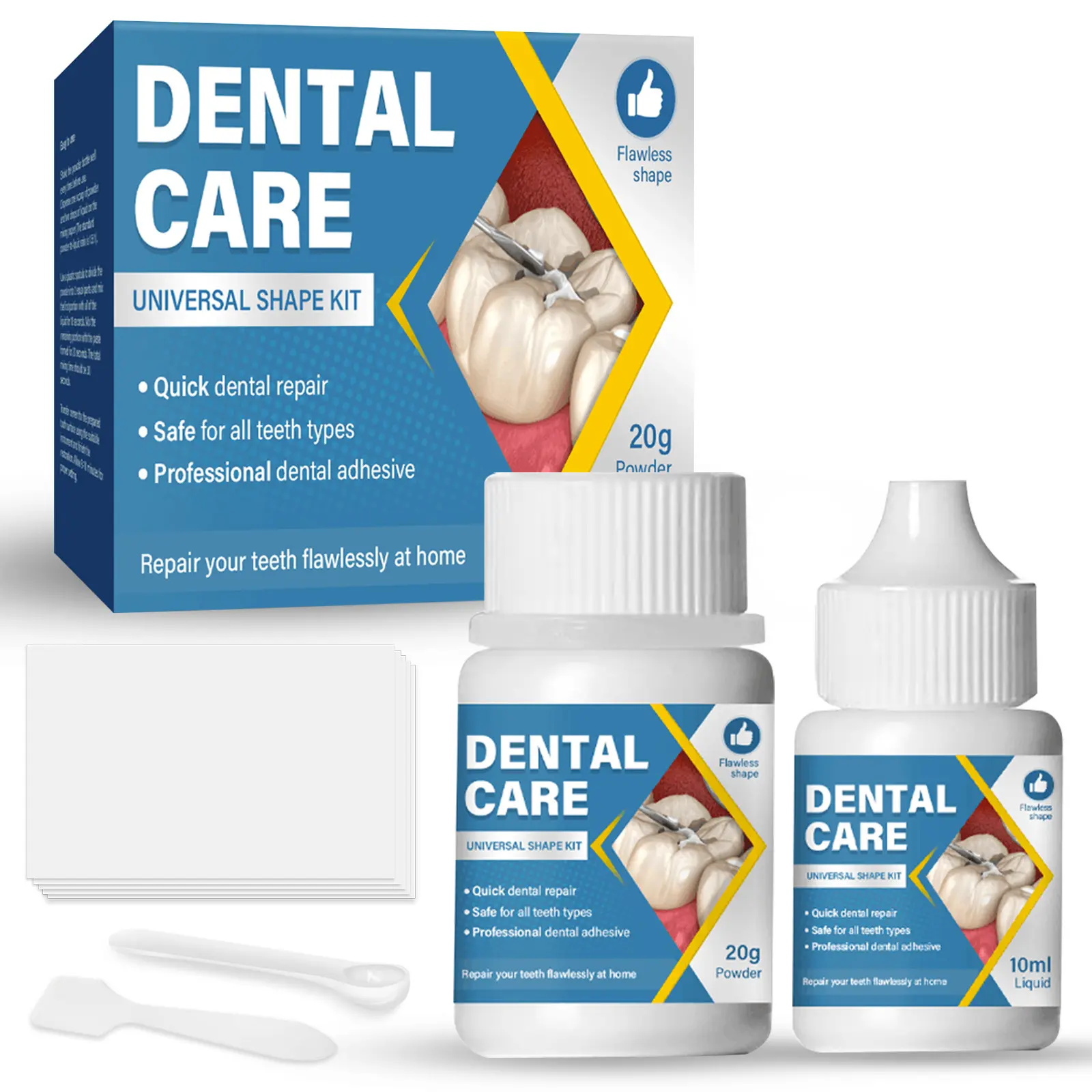 At-Home Temporary Tooth Filling Cement Kit, Zinc Oxide Eugenol Material for Loose Crowns, Bridges, Chipped Tooth Emergency Temporary Cover & Gap Repair