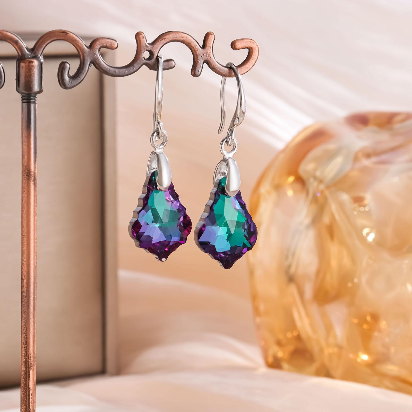 European and American fashionable imitation crystal jewelry, Baroque maple leaf earrings and pendants