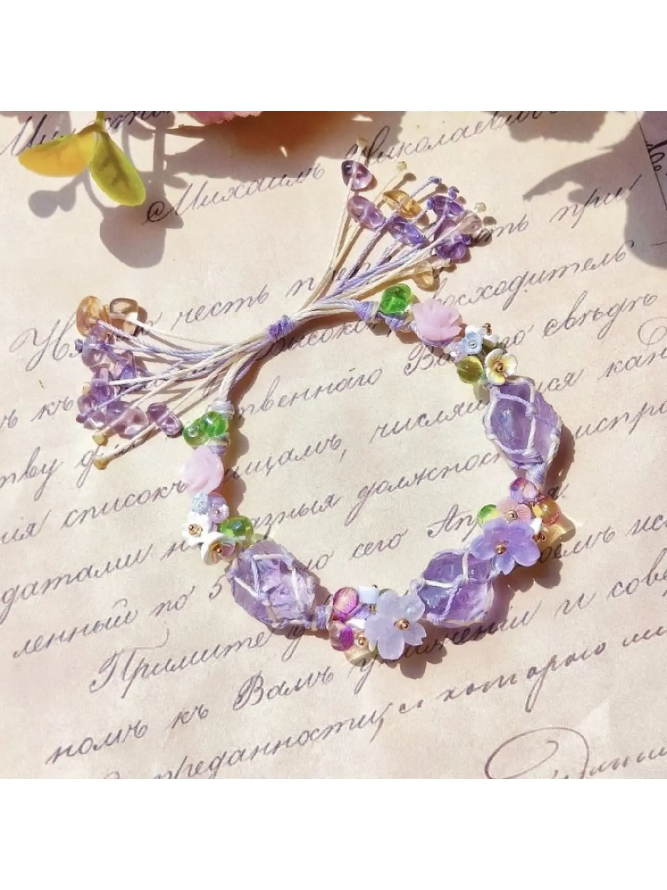 Natural Crystal Crushed Stone Braided Bracelet, Beautiful Bracelets, Monet Garden Butterfly Adjustable Handmade Woven String Bracelets, Boho Forest Healing Nature Charm Wrist Jewelry, Fashion Accessories Gifts for Women Daily Party
