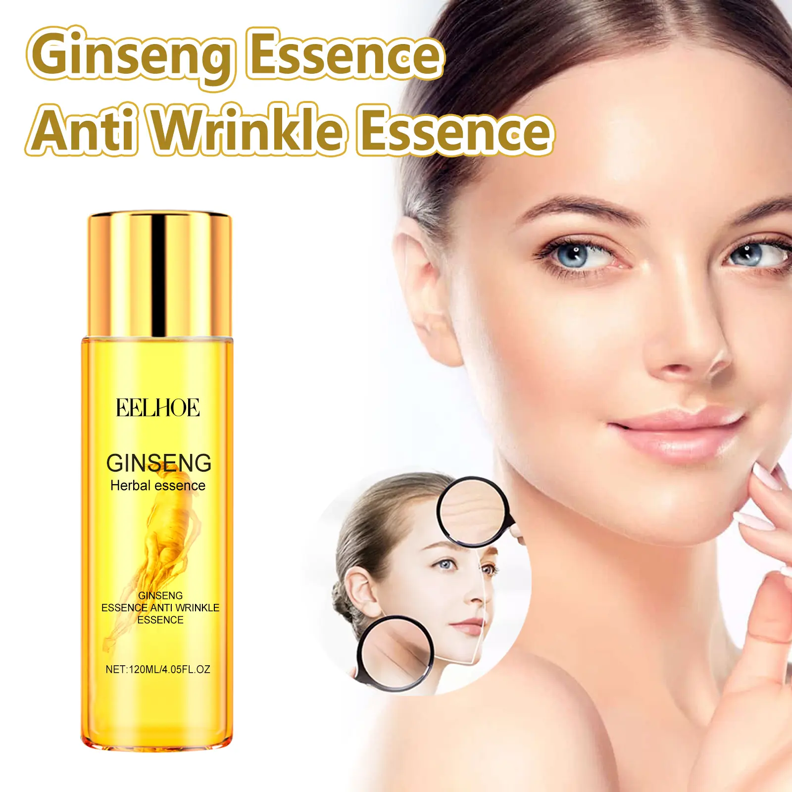 EELHOE Ginseng Herbal Facial Serum, Moisturizing Firming Essence for Daily Skincare, Skin Smoothing & Elasticity-Boosting Treatment Rejuvenating Moisturizer Moisture Hydrate Hydrating Cleanser