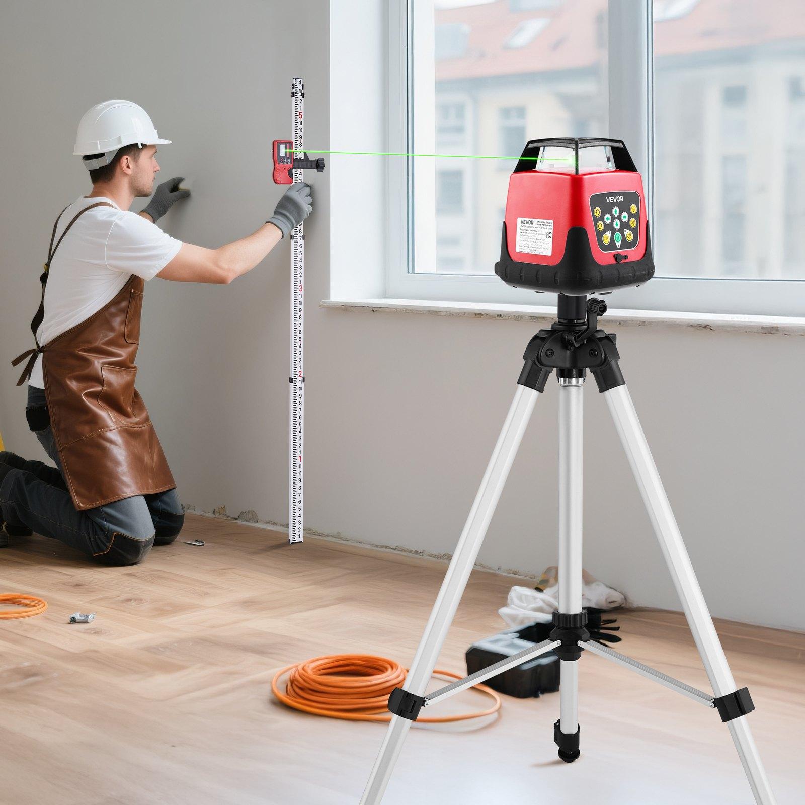 【FathersDayGift】 VEVOR Rotary Laser Leveler Tool Kit, 2000ft 360-Degree Self-Leveling Green Horizontal Laser Transit, with Tripod, Receiver, Remote Control, Scale, Toolcase, IP66 Waterproof, 0.80in/100ft Accuracy for Construction 【FathersDayGift】 VEVOR Rotary Laser Leveler Tool Kit, 2000ft 360-Degree Self-Leveling Green Horizontal Laser Transit, with Tripod, Receiver, Remote Control, Scale, Toolcase, IP66 Waterproof, 0.80in/100ft Accuracy for Construction