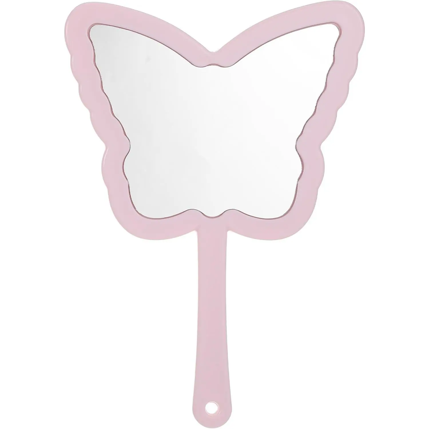 Butterfly Shaped Handheld Mirror, Small Cute Cosmetic Travel Held Mirror with Handle for Women Girls, Small Butterflies Decorative Hand Held Mirror for Makeup (Pink)