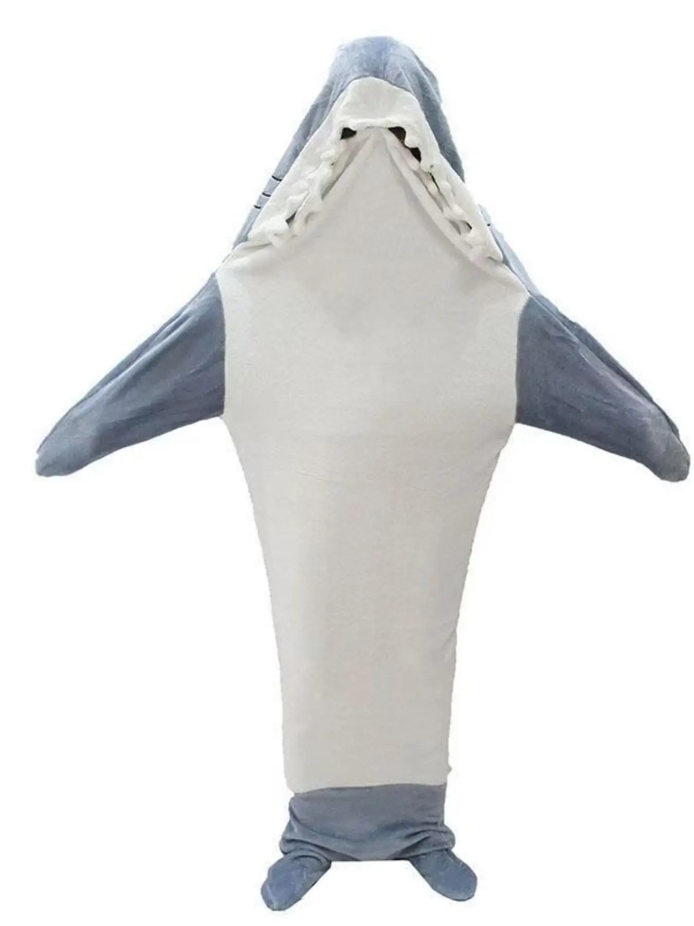 Shark-Themed Hooded Sleep Bag, Cute Cartoon Flannel Pajamas, Loose Fit One-Piece Nightwear, Shark Blanket, Cozy Home Wear