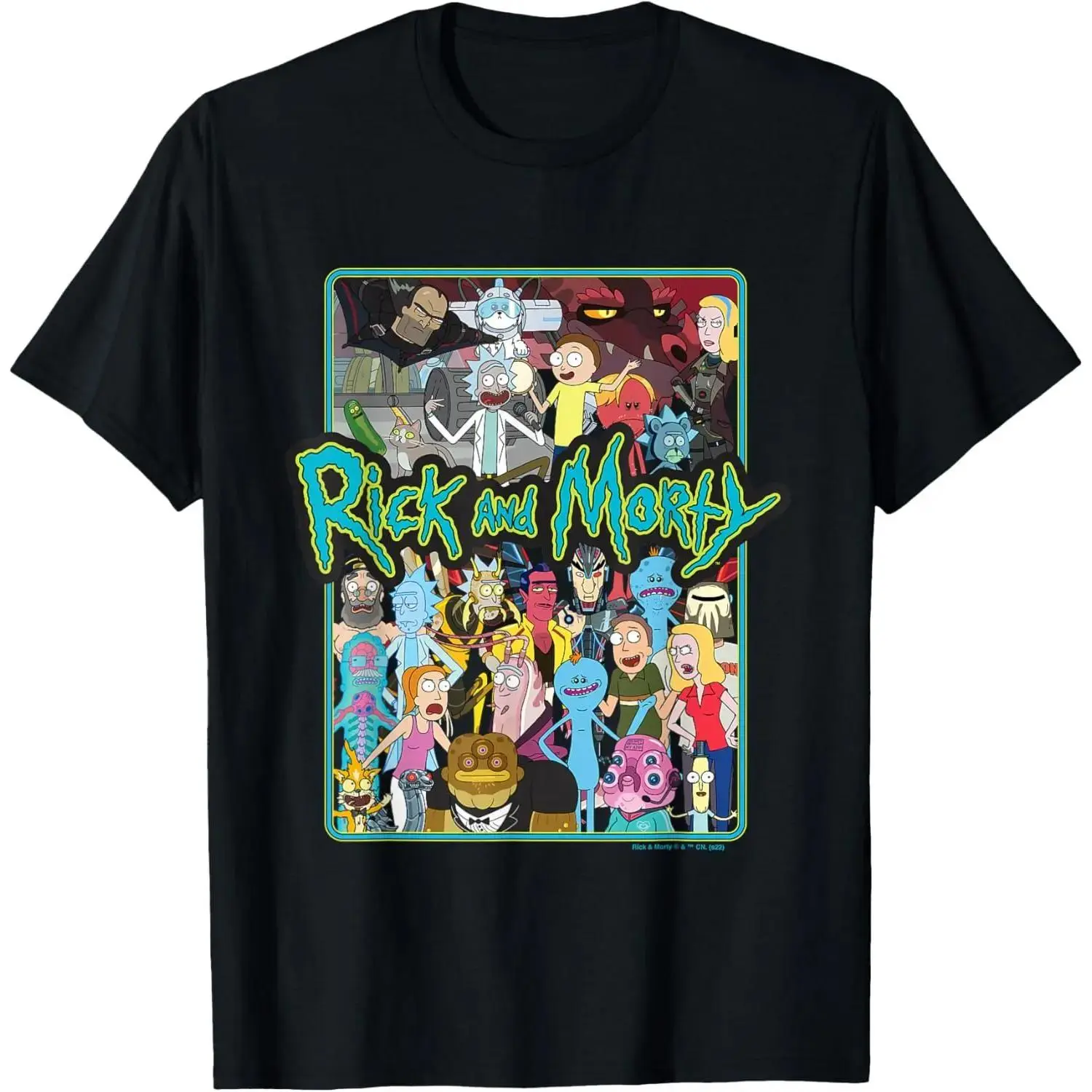 Women's Rick & Morty Group Collage Short-Sleeve Round Neck Casual T-Shirt, Animated Print Premium 100% Cotton Unisex Top, Tshirt