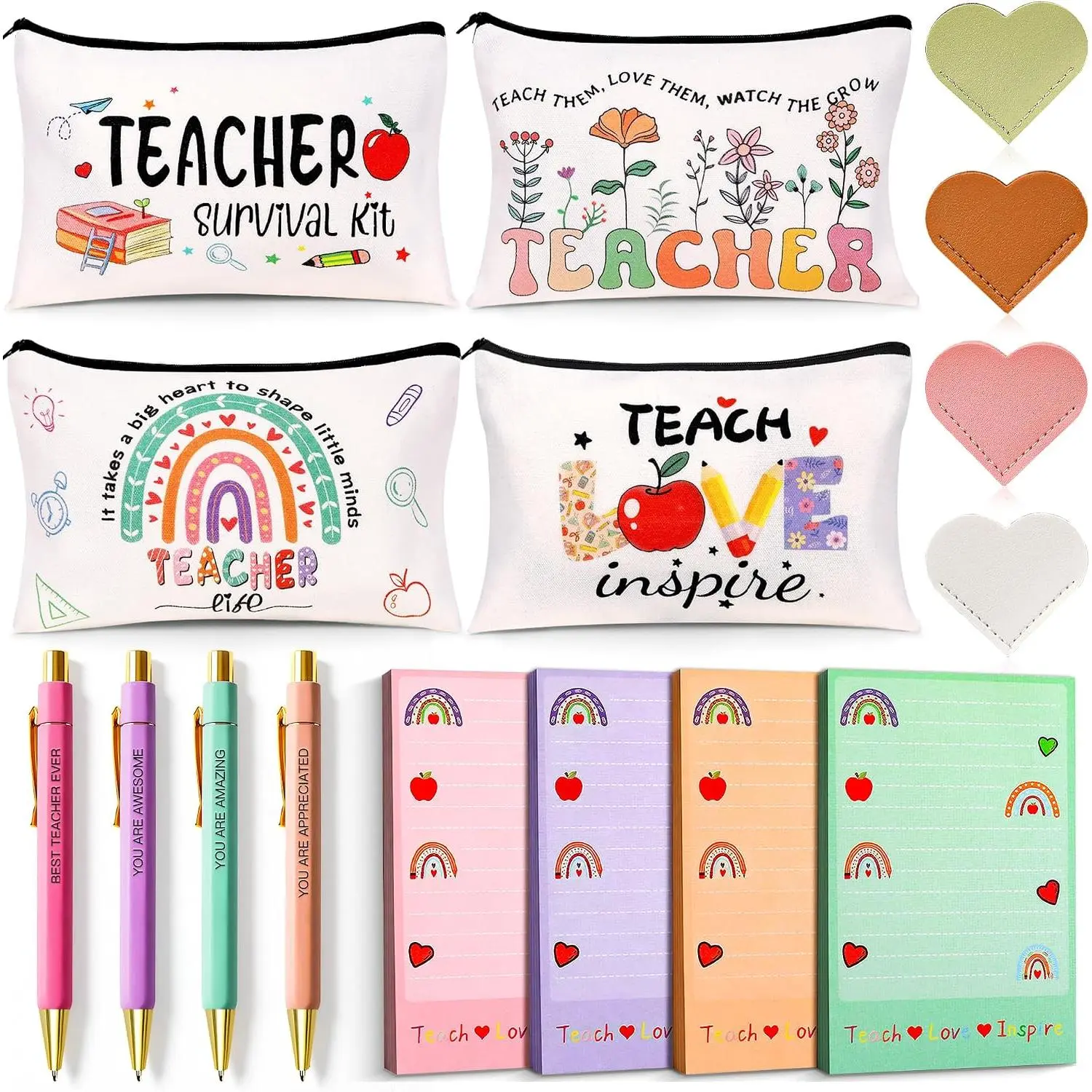 Teacher Appreciation Gifts Bulk, 16 count Gifts for Women with Teacher  Kit Makeup Bags, Bookmarks, Notepad and Pens, Christmas Valentines Gifts for Appreciation