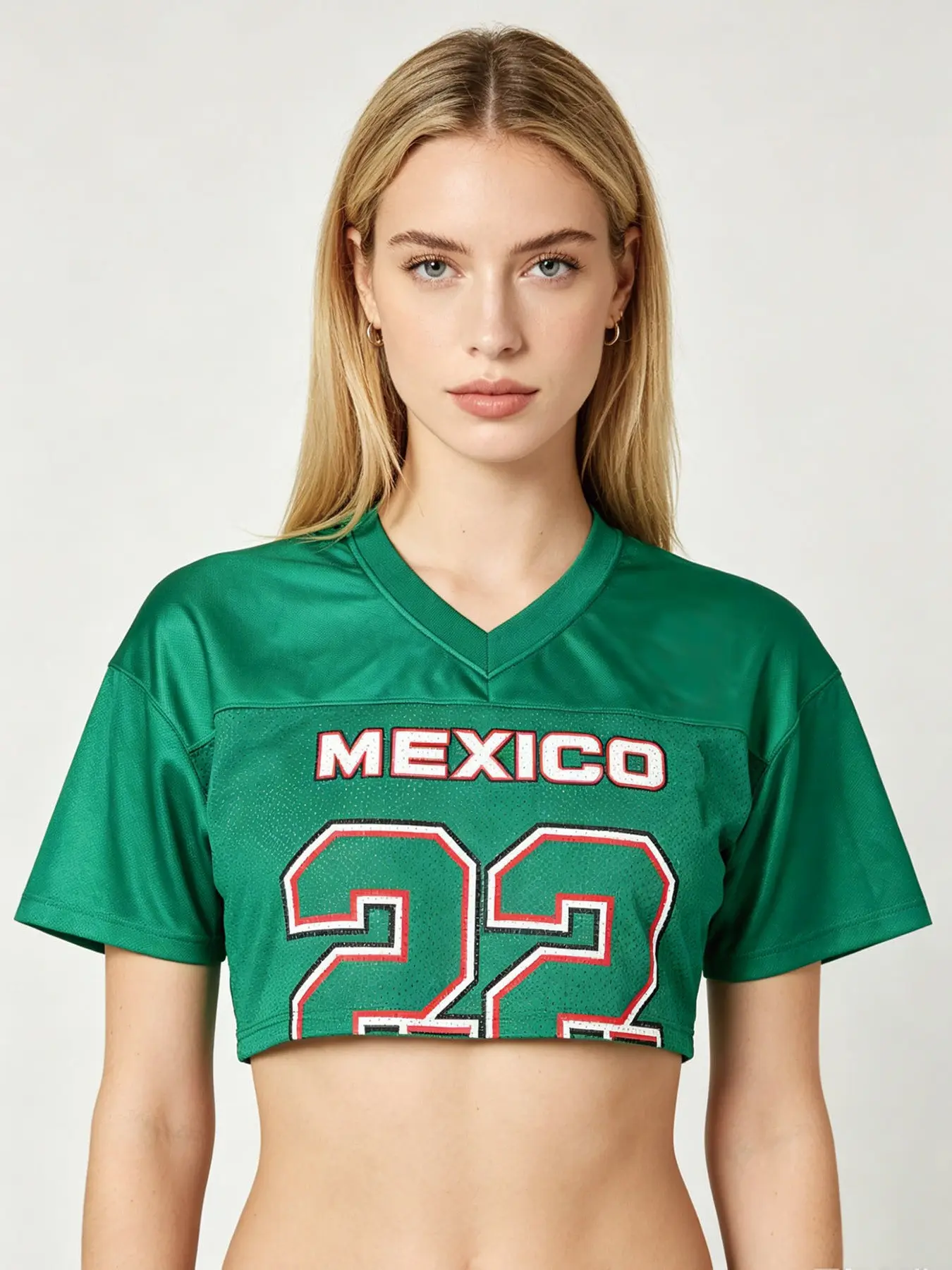 Women's Cropped Soccer Jersey Mesh USA Mexico Argentina Canada Portugal England Venezuela Dominicana Y2K Football Crop Top Casual Sporty Top Short Football Jerseys Casual Sports Jersey