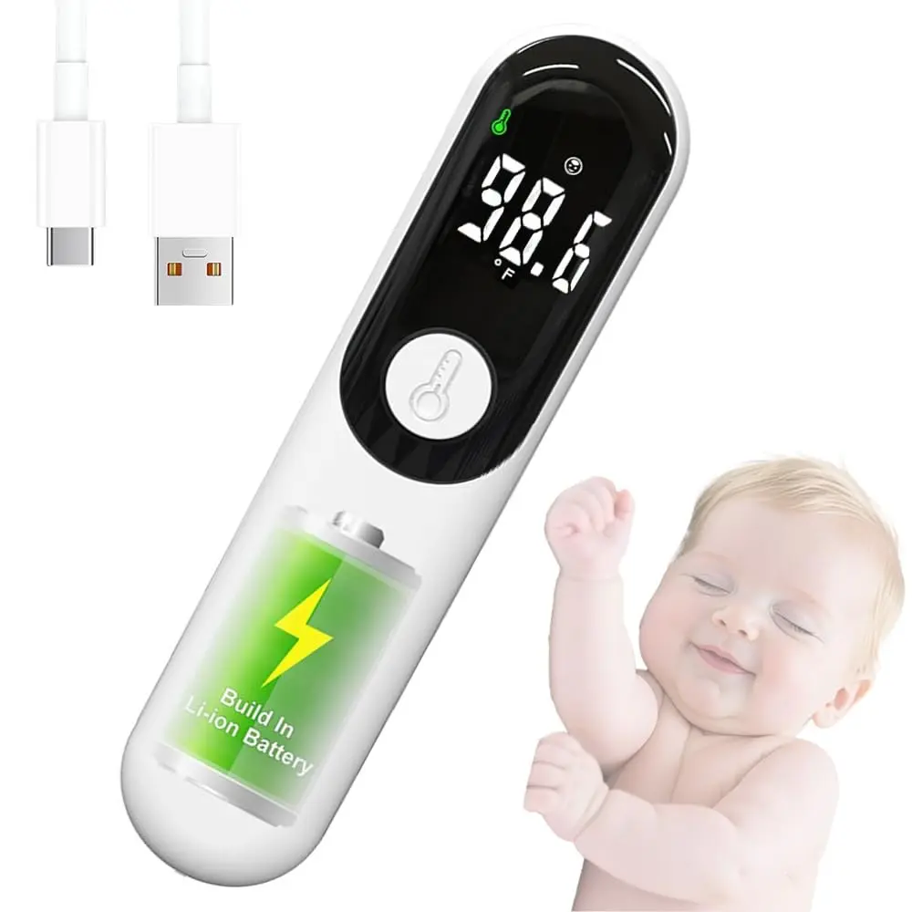 Rechargeable Non-Contact Forehead Thermometer for Adults and Children, Portable Digital Fever Checker, Easy-To-Use Health Monitor