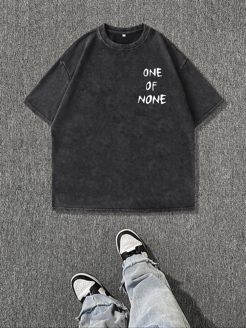 Men's Vintage Dice Print Round Neck Tee, Regular Fit Casual Short Sleeve T-shirt for Summer, Men's Top for Daily Wear