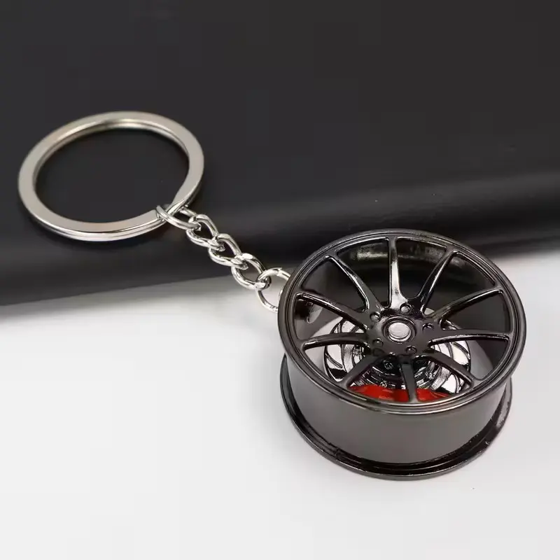 Car Parts Keychain, Sports Car Enthusiast Gift, Creative Wheel HUB Keychain, Bearing Wheel HUB Rotating Keychain, 360 Degree Rotation, Car Key Chains
