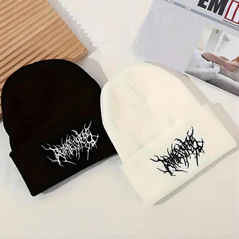 Unisex Casual Hand Embroidery Knit Beanie Hats, Trendy Soft Comfy Beanie Hat, Fashionable Hat for Men & Women for All Season