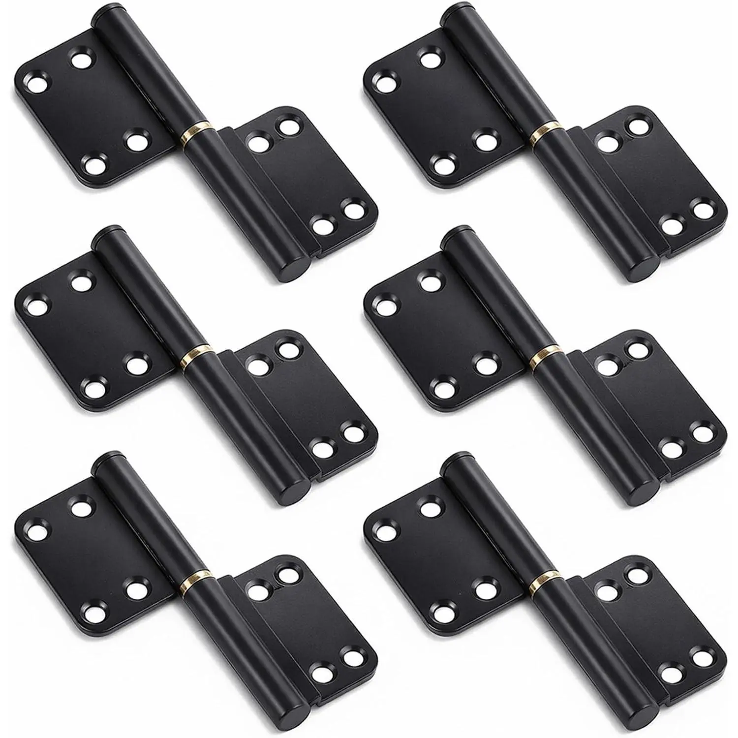 6Pcs Lift Off Hinges Removable Detachable Door Hinges 4" Black Flag Offset Hinge Right Handed 3Pcs + Left Handed 3Pcs